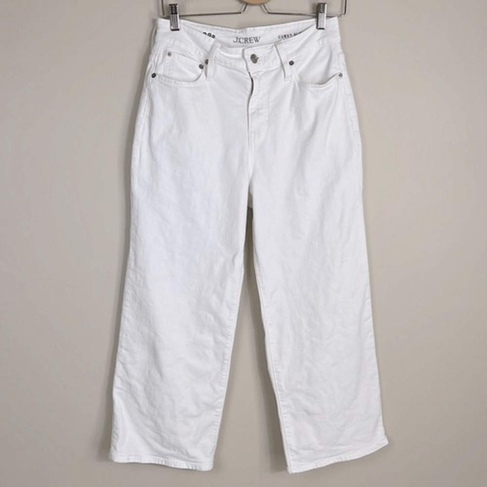 J. Crew Curvy slim wide leg jean in white Size 28 Petite‎